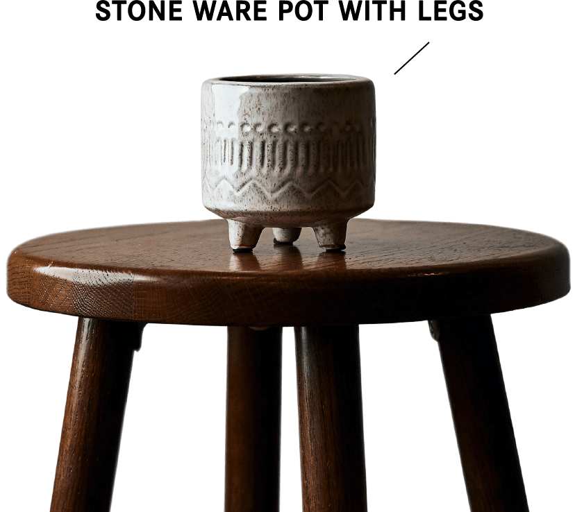 STONE WARE POT WITH LEGS