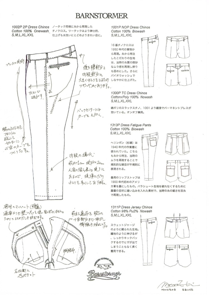 BARNSTORMERのチノパンのデザイン