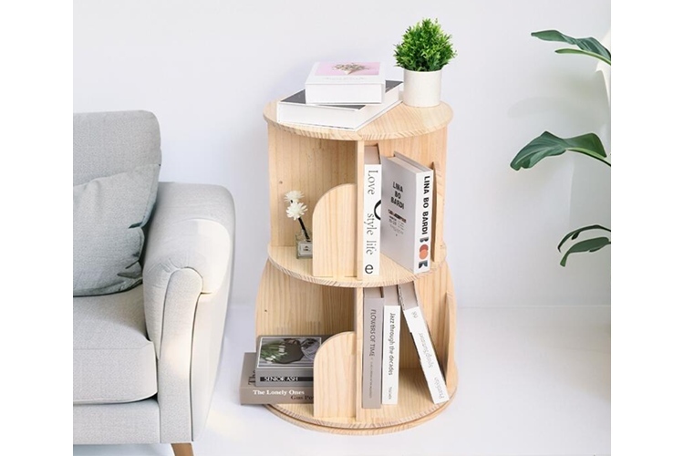 【多彩な用途と実用性に優れる】回転式本棚