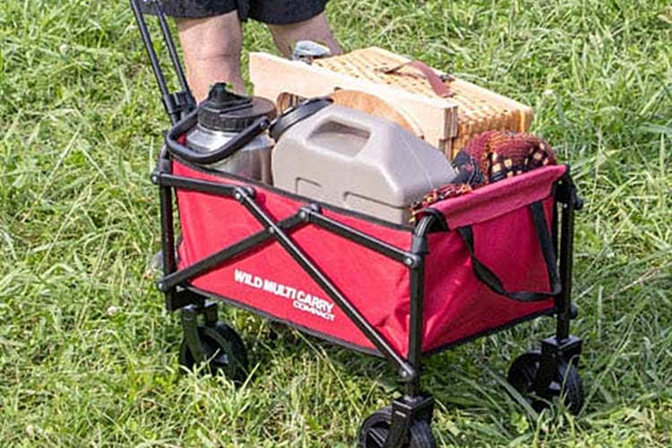 FIELDOOR キャリーカート・ワゴン小さいサイズ、赤色の全体像