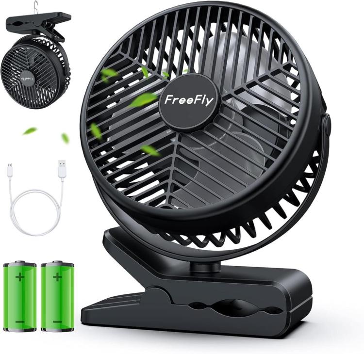 【大容量バッテリーで長時間使用可能】FreeFly 充電式クリップ扇風機 