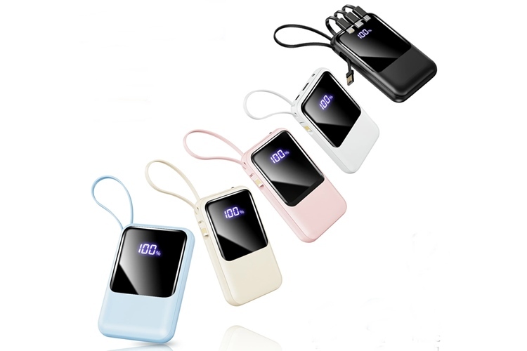 モバイルバッテリー 小型 / ケーブル内蔵 【複数機器の同時充電可/多重保護システム搭載】