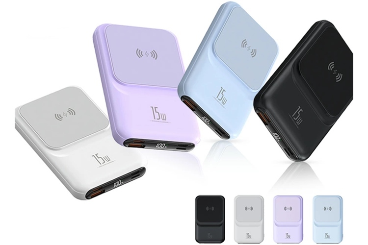 MagSafe・大容量モバイルバッテリー【3種のケーブル内蔵/5台同時充電可】