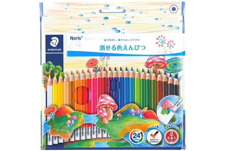 5. STAEDTLER ノリスクラブ 消せる色鉛筆24色【失敗してもある程度消せる】