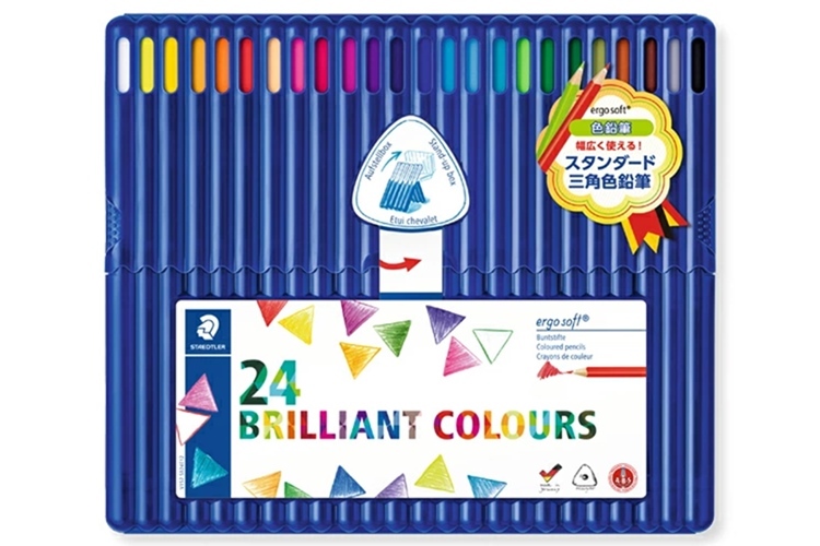 20. STAEDTLER エルゴソフト 色鉛筆 24本【ふたを折り返せばスタンド替わりに使える】