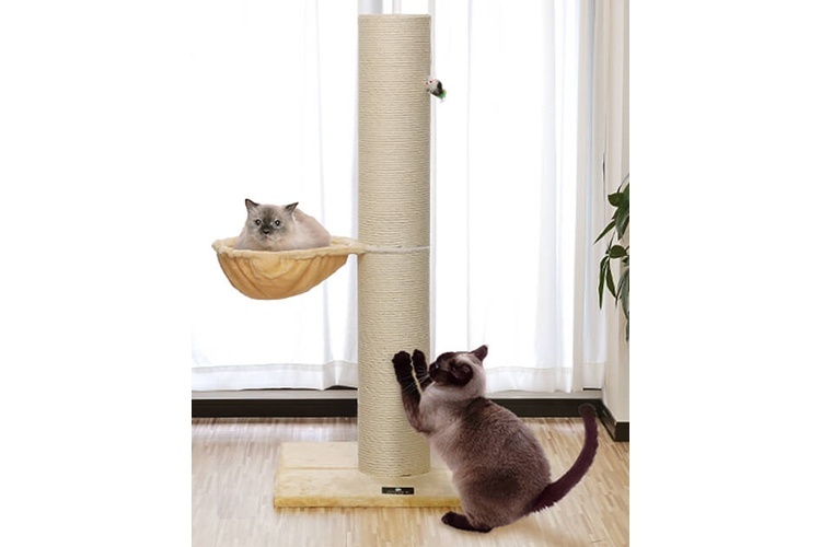 7. オットースタイル 極太猫爪とぎポール【120cmのロング爪とぎ、ハンモック付き】