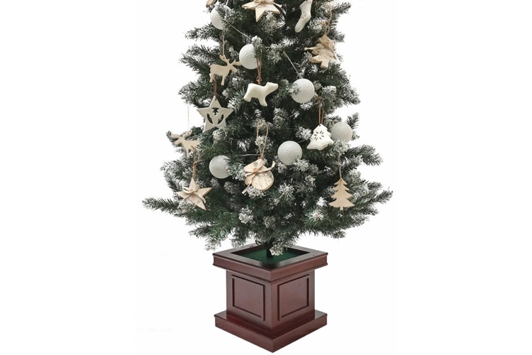 8. ウッドベーススリムツリーセット120cm【足元に木製ポットがつき倒れにくい】