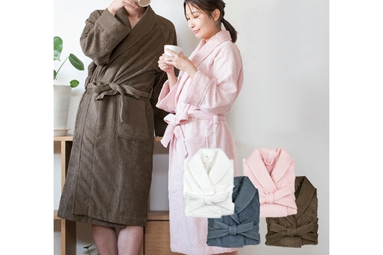 今治産 リラクシーバスローブ【ハチの巣構造の織り模様が特徴】