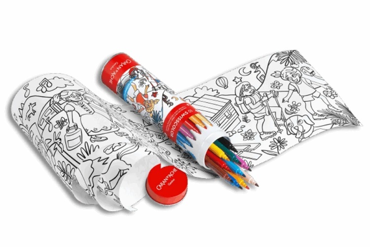 カランダッシュ スイスカラー フエルトペン 10色＋塗り絵 チューブ缶