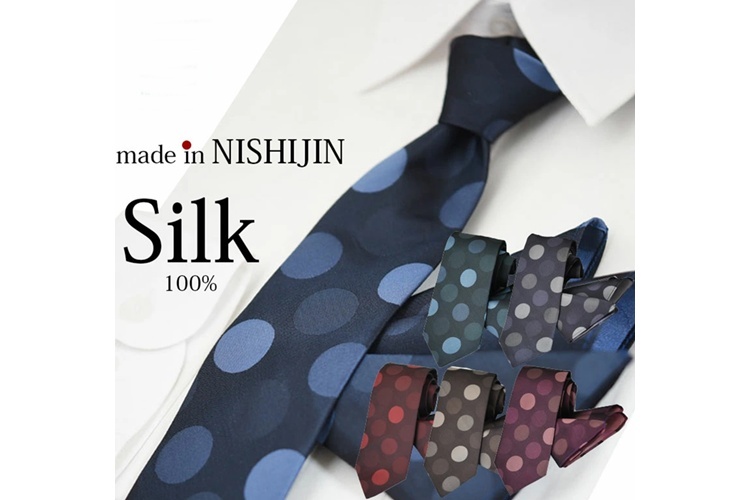 NISHIJIN レギュラーネクタイとポケットチーフのセット