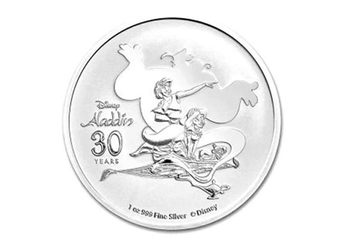 ディズニー アラジン 30周年記念銀貨<br>1オンス 2022年製 クリアケース入り
