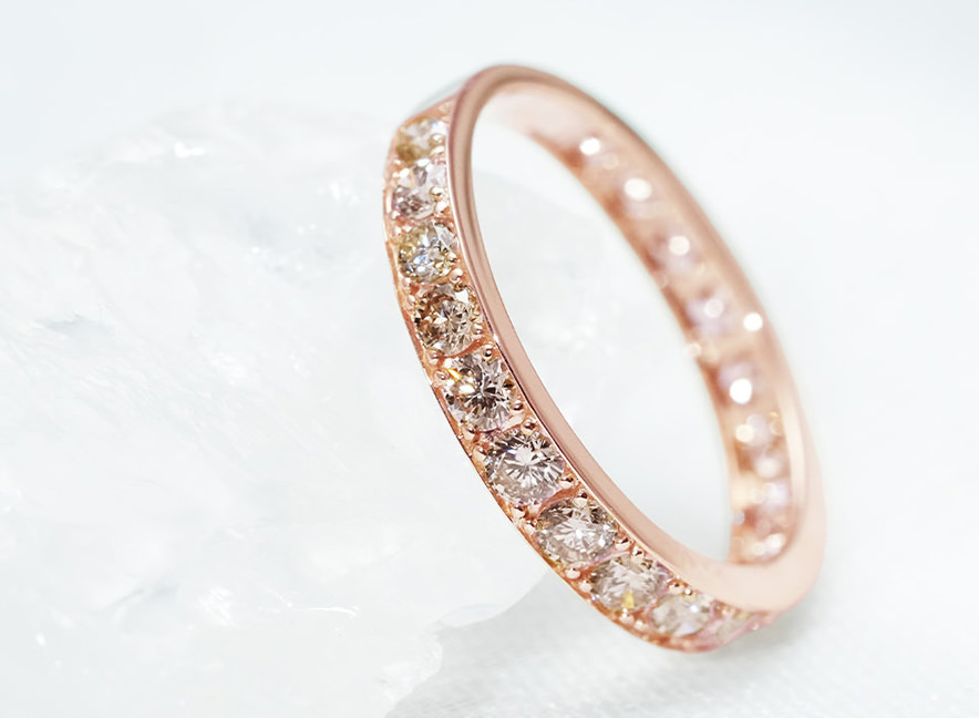K18ピンクゴールド ライトブラウンダイヤモンドエタニティリング1.00ct 78,300～99,800円